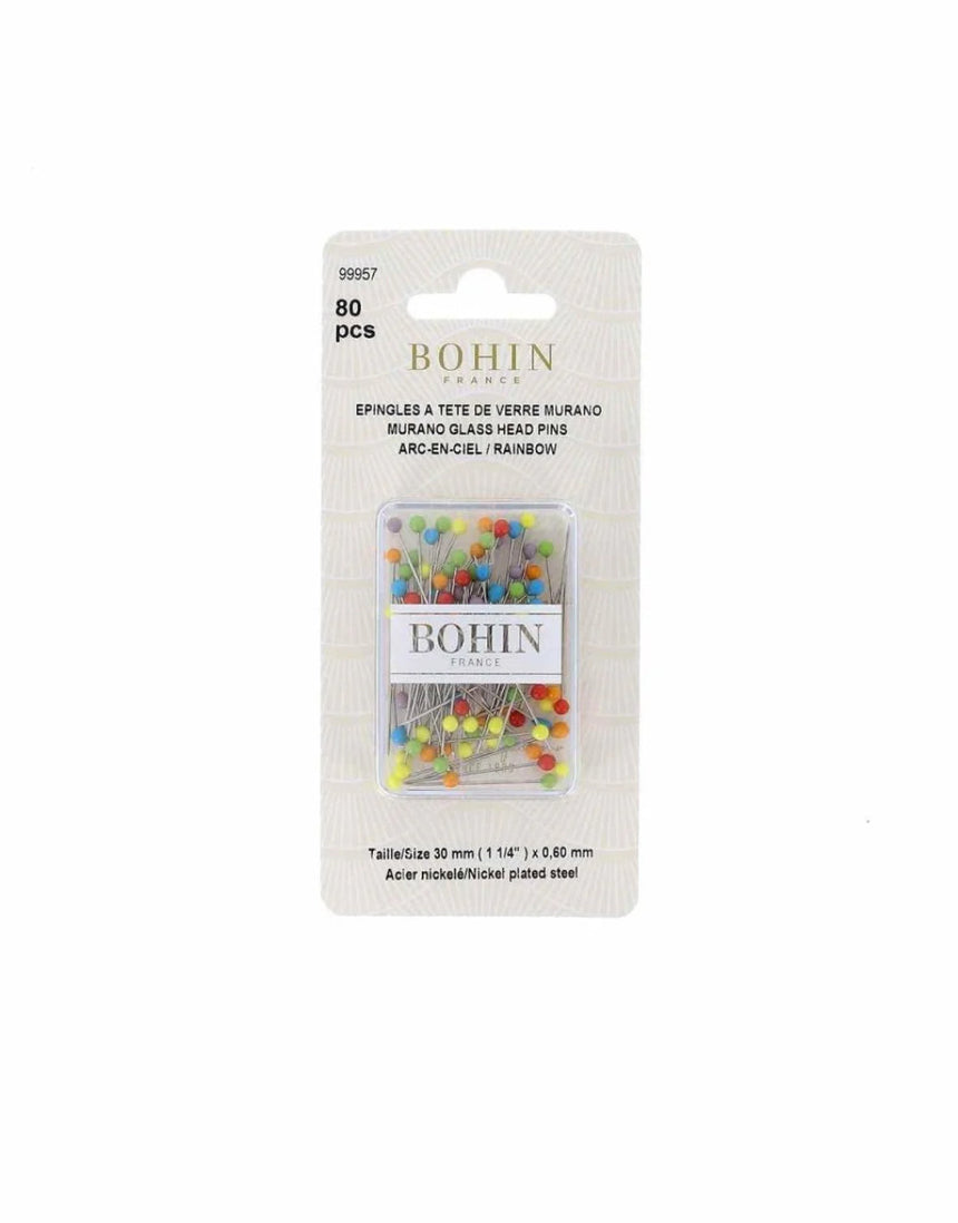 Bohin Murano Glass Headed Rainbow Pins