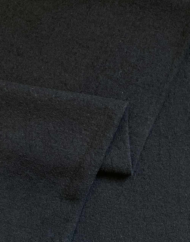 Remnant 1m - Black 100% Boiled Wool Fabric