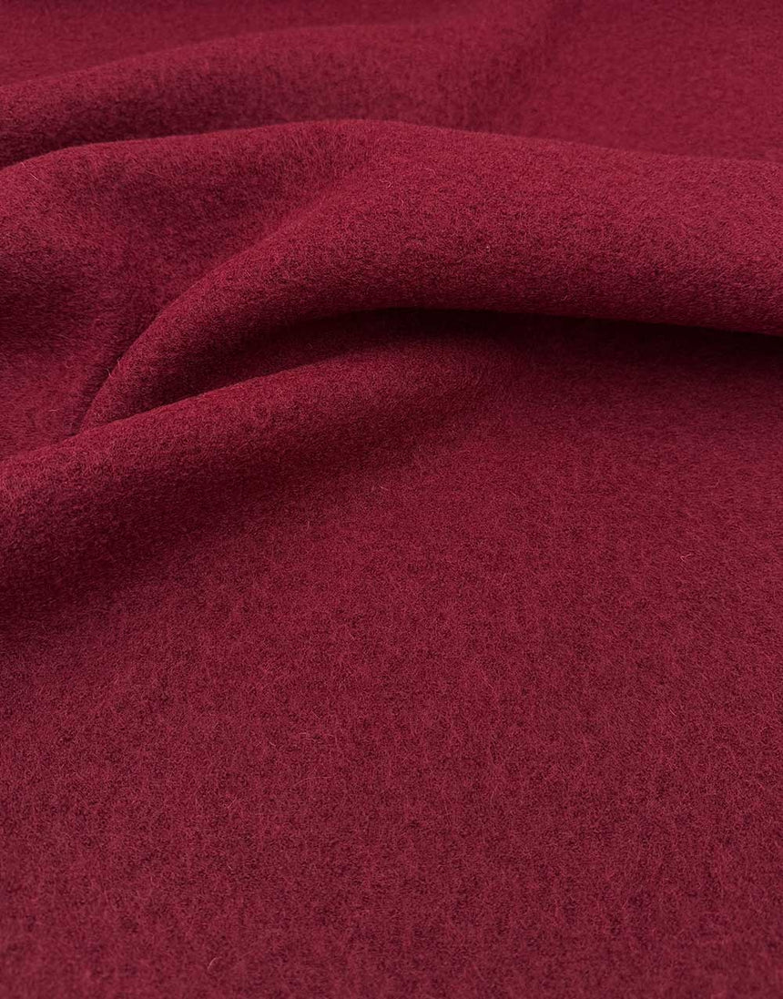 Wine Red 100% Boiled Wool Fabric