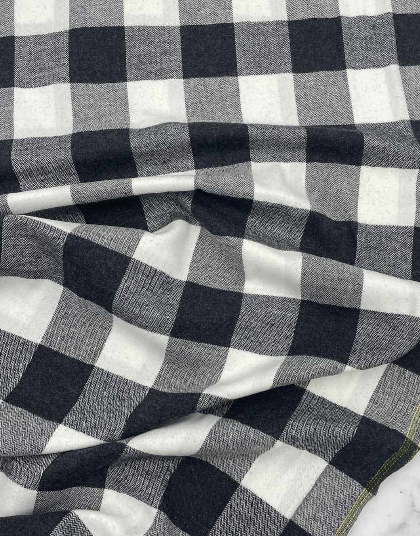 Not Specified Cotton Monochrome / Checks Florian Brushed Cotton Check Fabric 15822