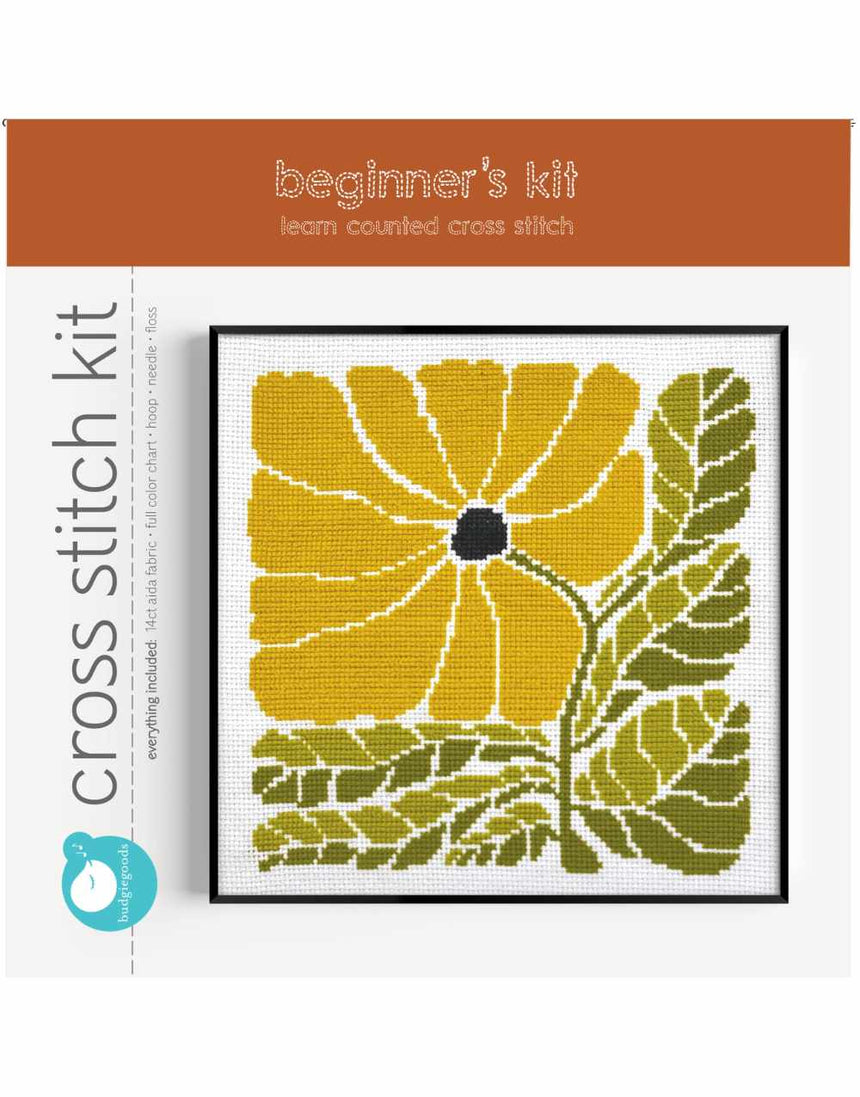 Sunny Bloom Cross Stitch Kit, Lisa Congdon for Budgiegoods