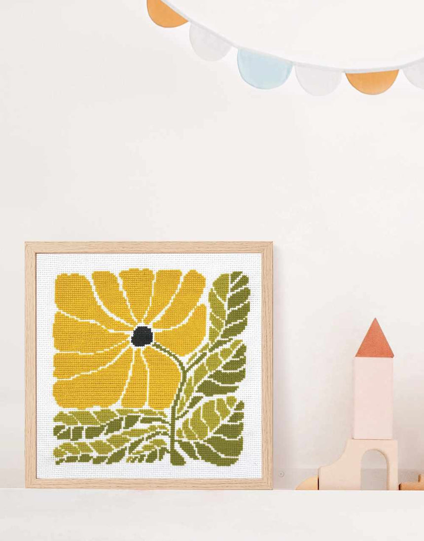 Sunny Bloom Cross Stitch Kit, Lisa Congdon for Budgiegoods