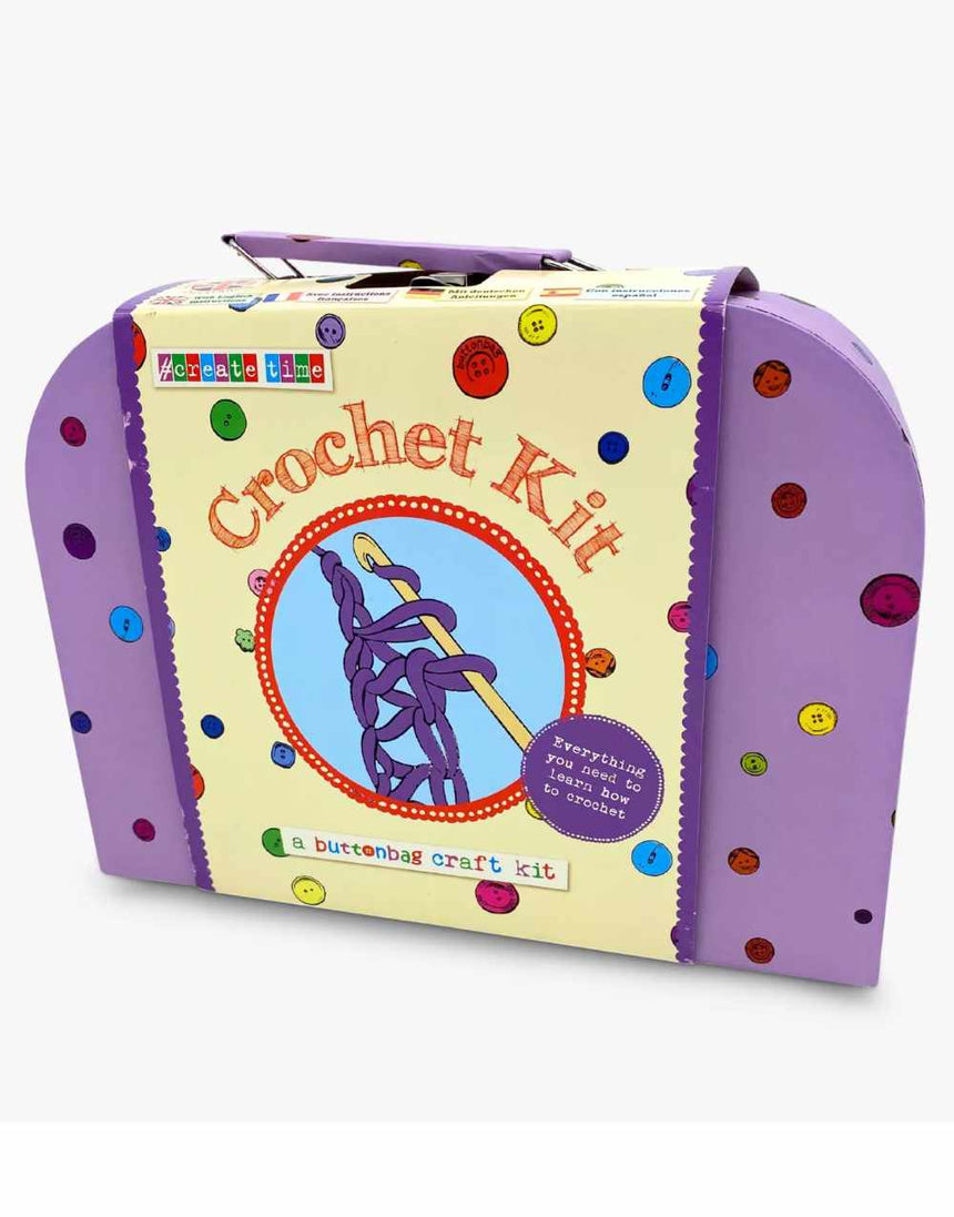 Children's Learn to Crochet Suitcase Kit, Buttonbag