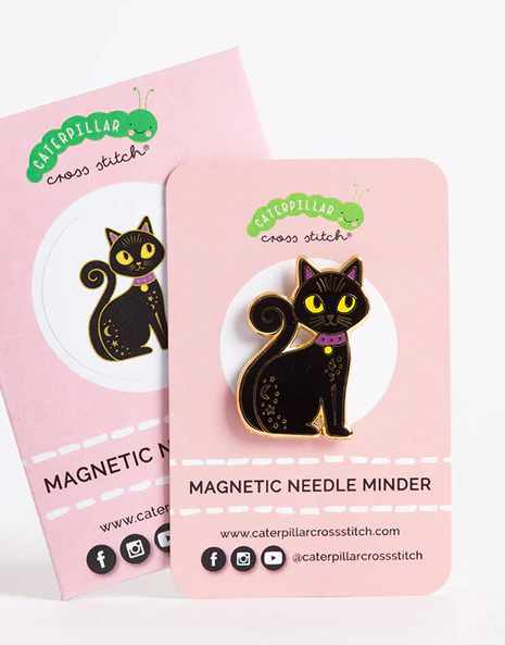 Black Cat Magnetic Needle Minder, Caterpillar Cross Stitch