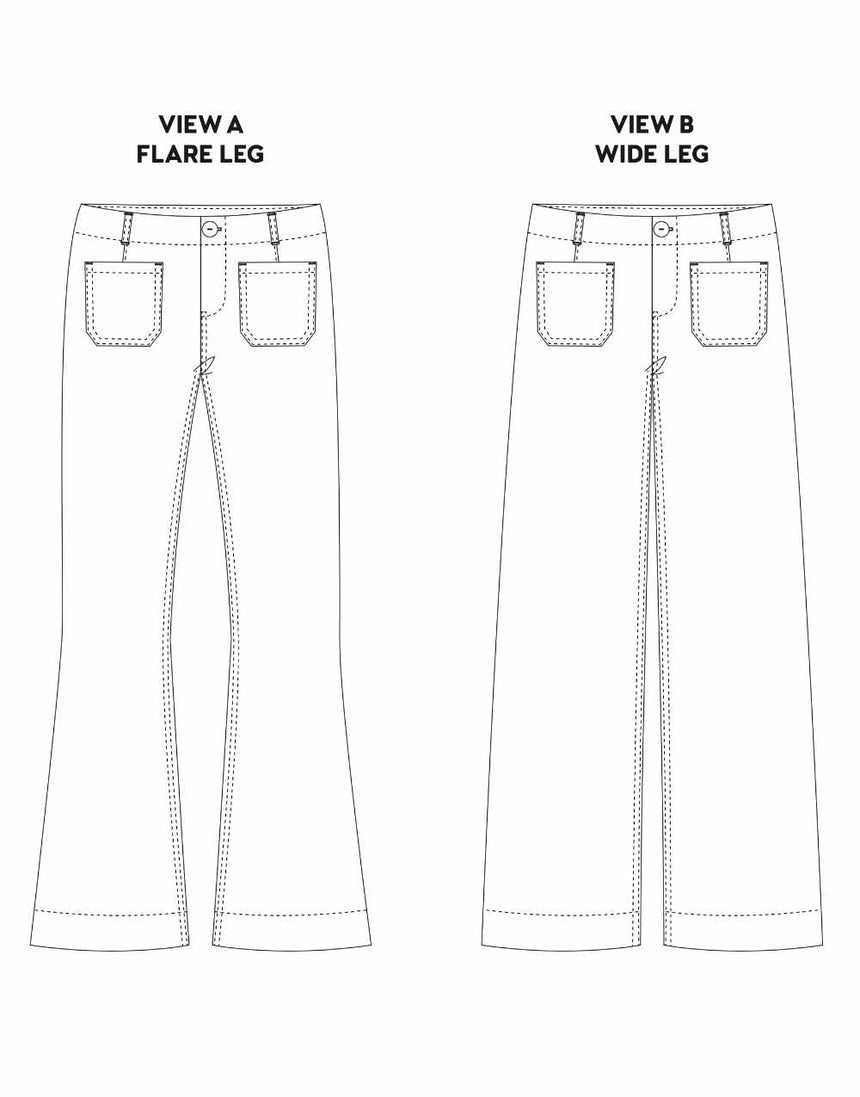 Isle Jeans Sewing Pattern, Chalk and Notch