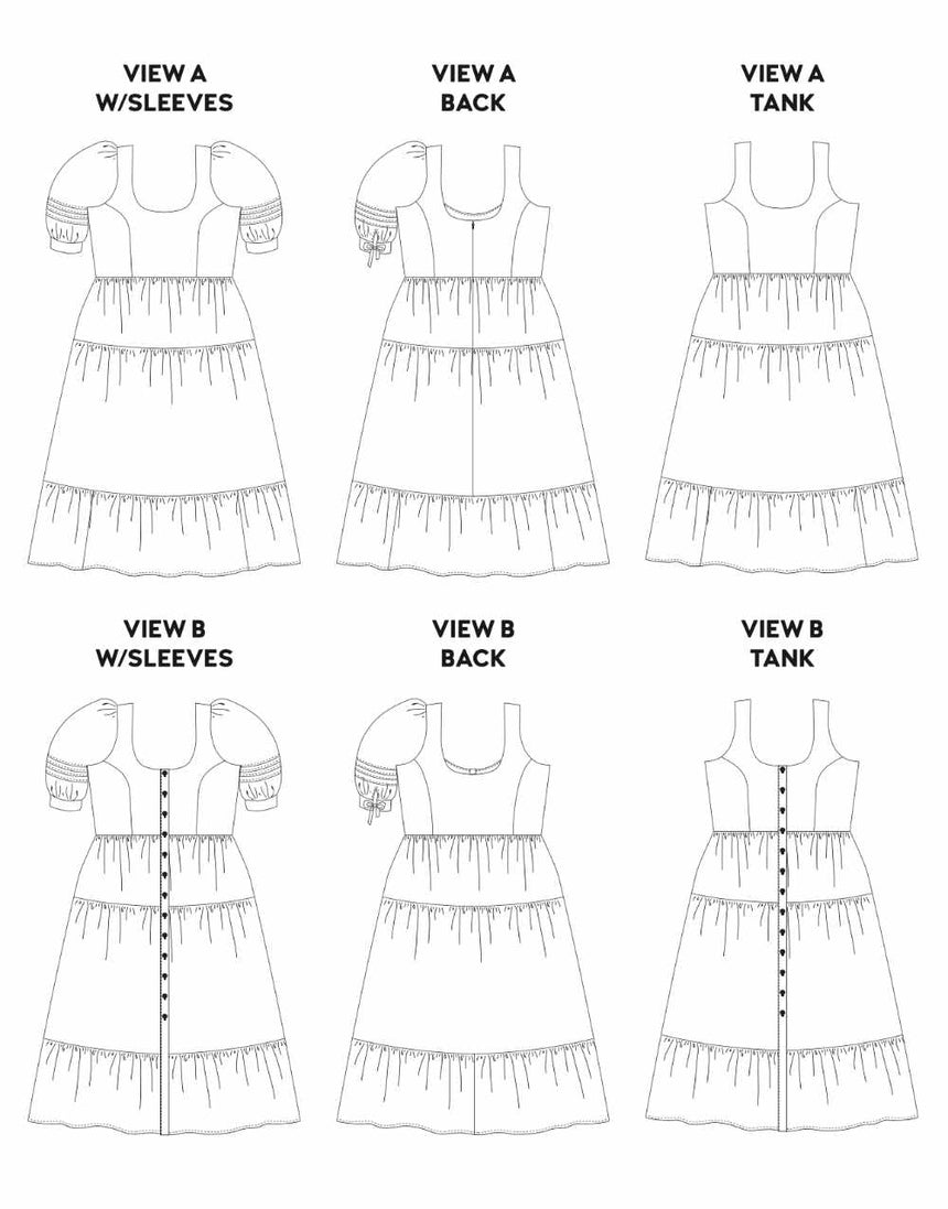 Shay Dress Sewing Pattern, Chalk and Notch