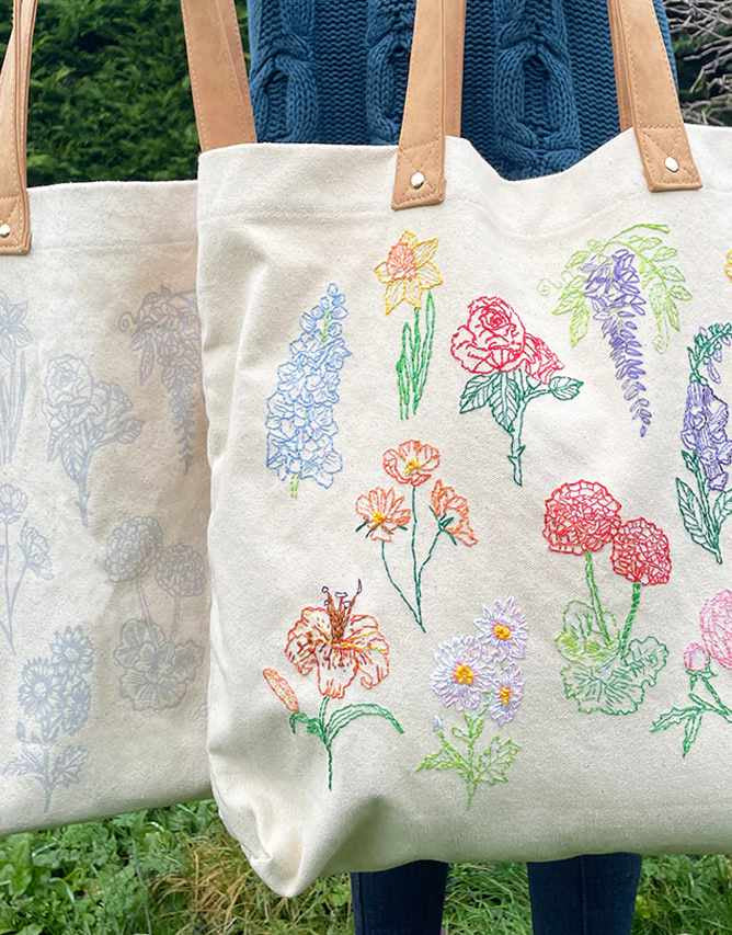 Stitch Your Flowers Tote Bag, Chasing Threads