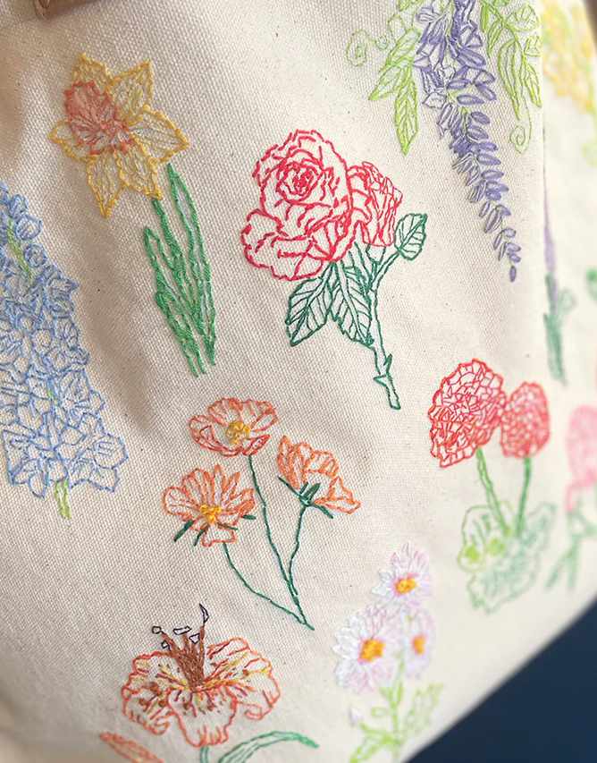 Stitch Your Flowers Tote Bag, Chasing Threads