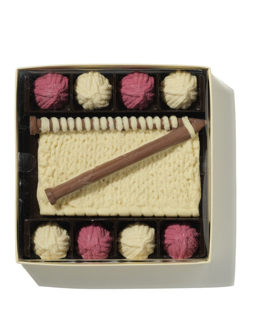 Chocolate Knitting Set Artisan Belgian Chocolate Box, Choc on Choc