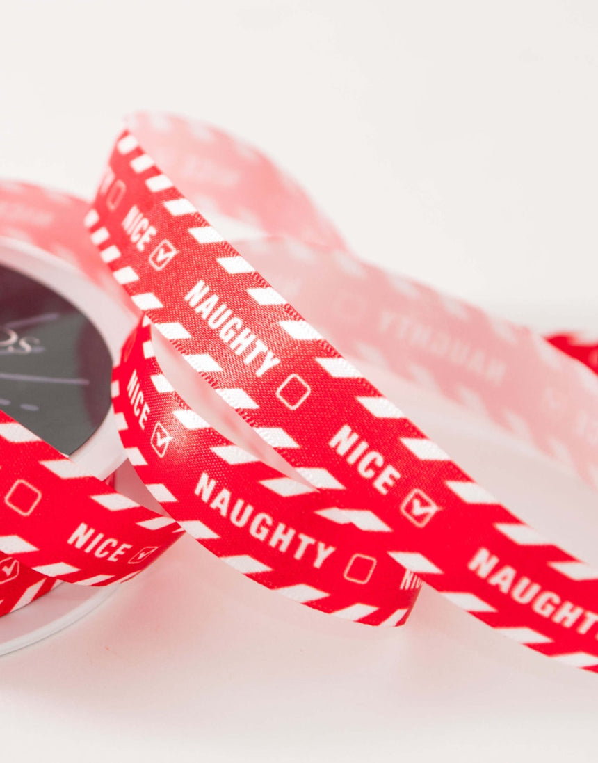 Naughty or Nice Christmas Ribbon, 15mm