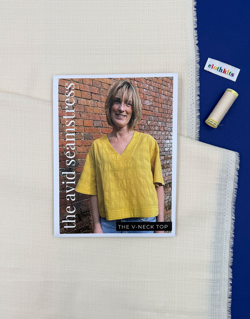 The Avid Seamstress V-Neck Top Dressmaking Kit in Flake Off White by Atelier Brunette