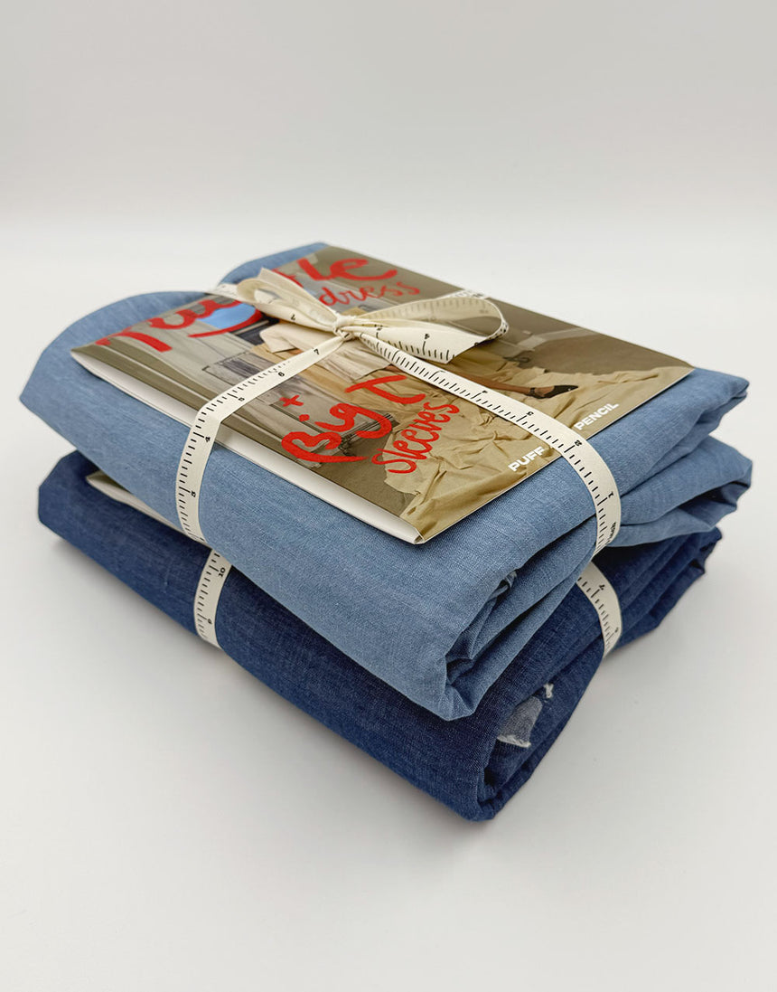 Slub Denim Ruffle Dress Complete Dressmaking Kit, Puff & Pencil