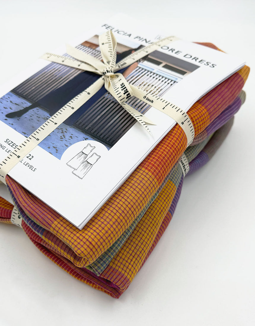 Sunloom Check Linen Felicia Dress, Complete Dressmaking Kit, Tessuti