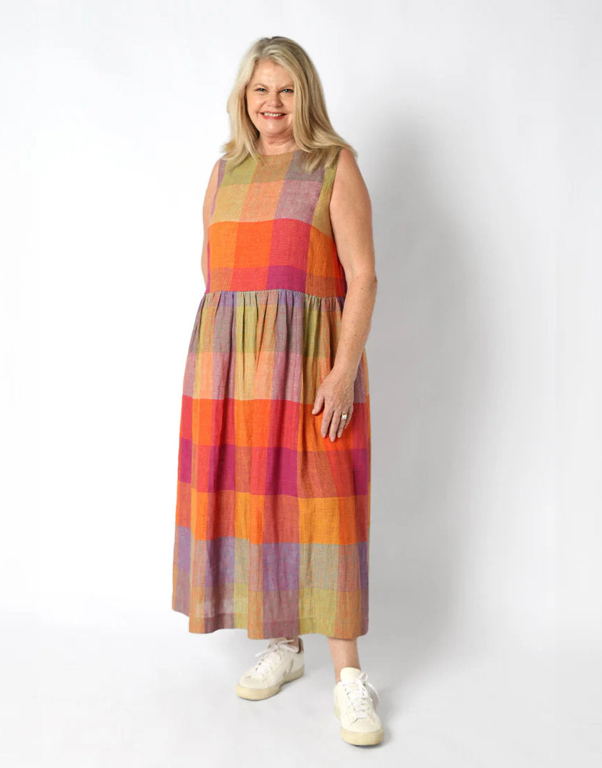 Sunloom Check Linen Felicia Dress, Complete Dressmaking Kit, Tessuti