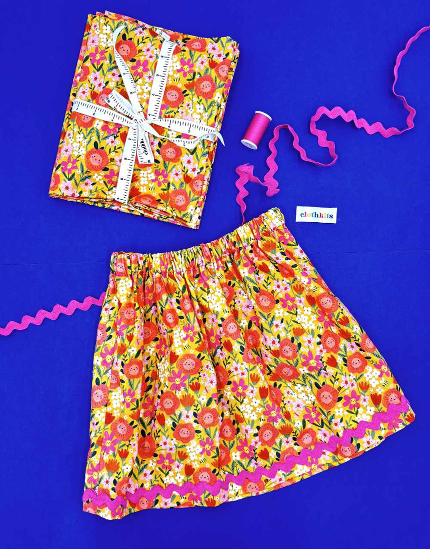 Cotton Easy Gathered Skirt with Ric Rac, Children's Dressmaking Kit