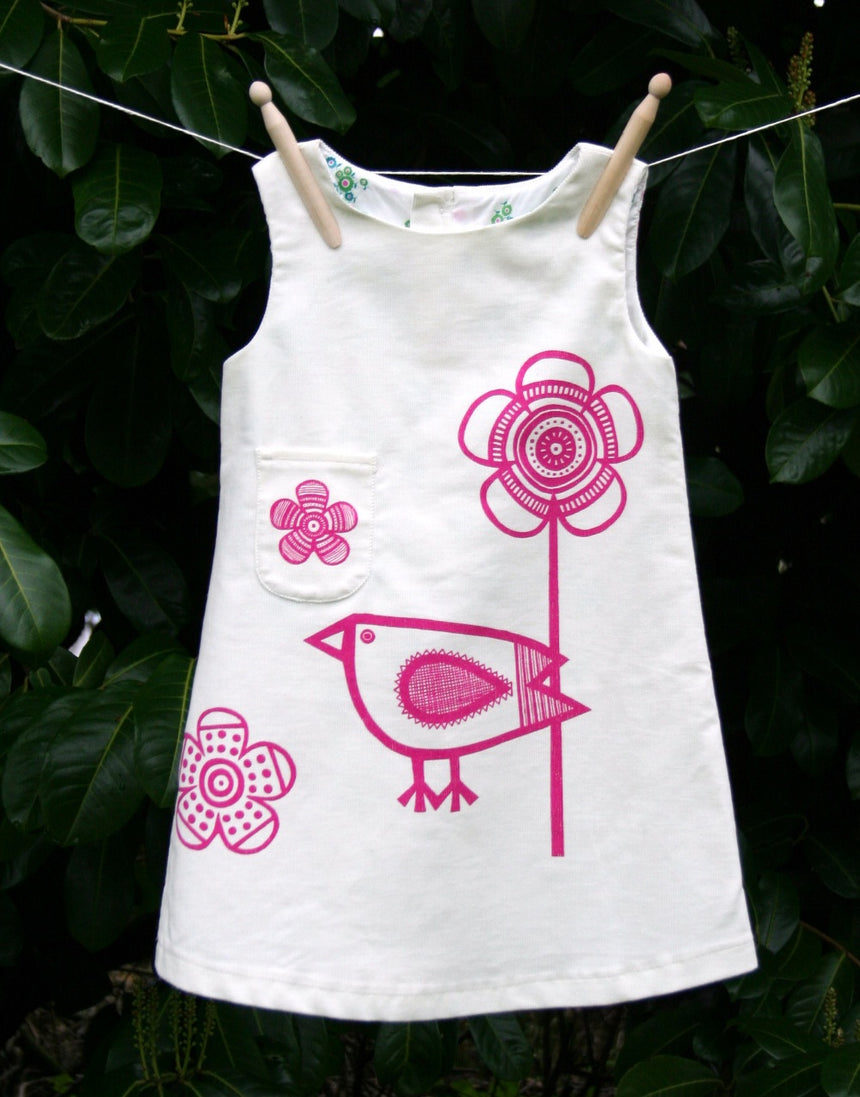 White & Pink Birdie Clothkits® Shift Dress Children's Dressmaking Kit