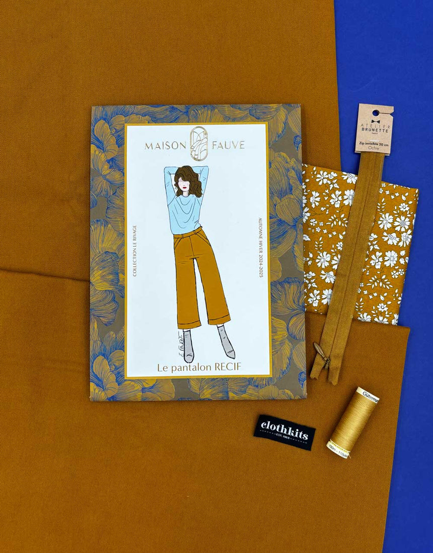 Ochre Gabardine Récif Trouser Making Kit, Maison Fauve