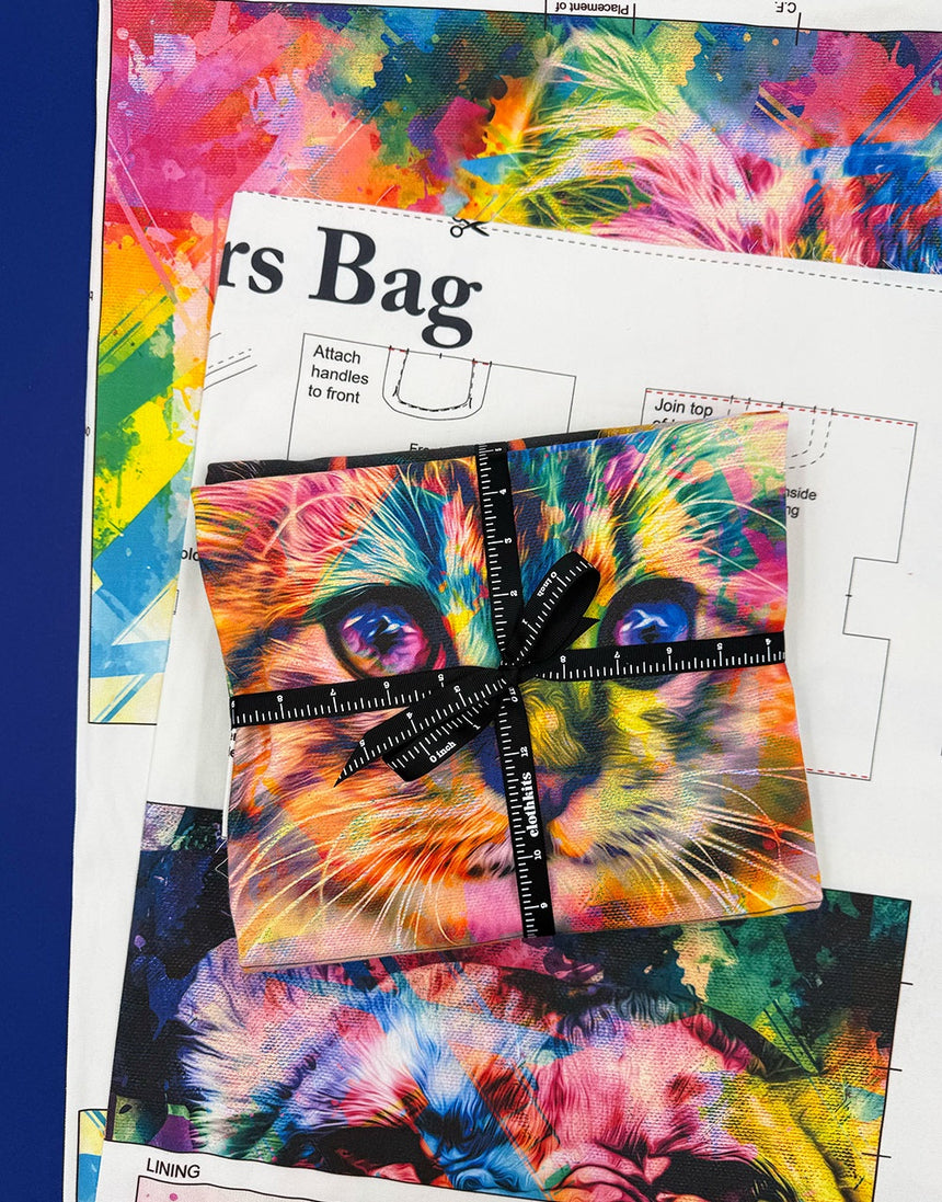 Colourwash Cat Canvas Makers Bag Sewing Kit