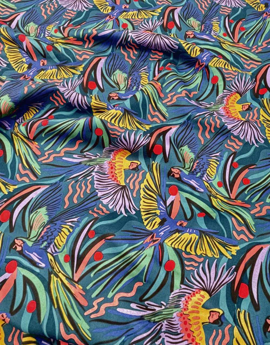 Jungle Birds Wildscape Rayon Fabric by Pip & Lo