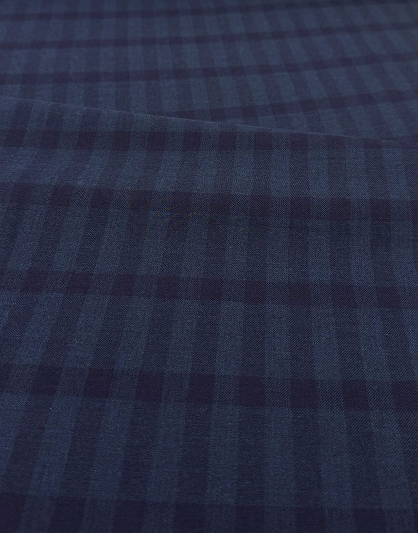 Cossato Cotton & Cashmere Check Fabric, Blue