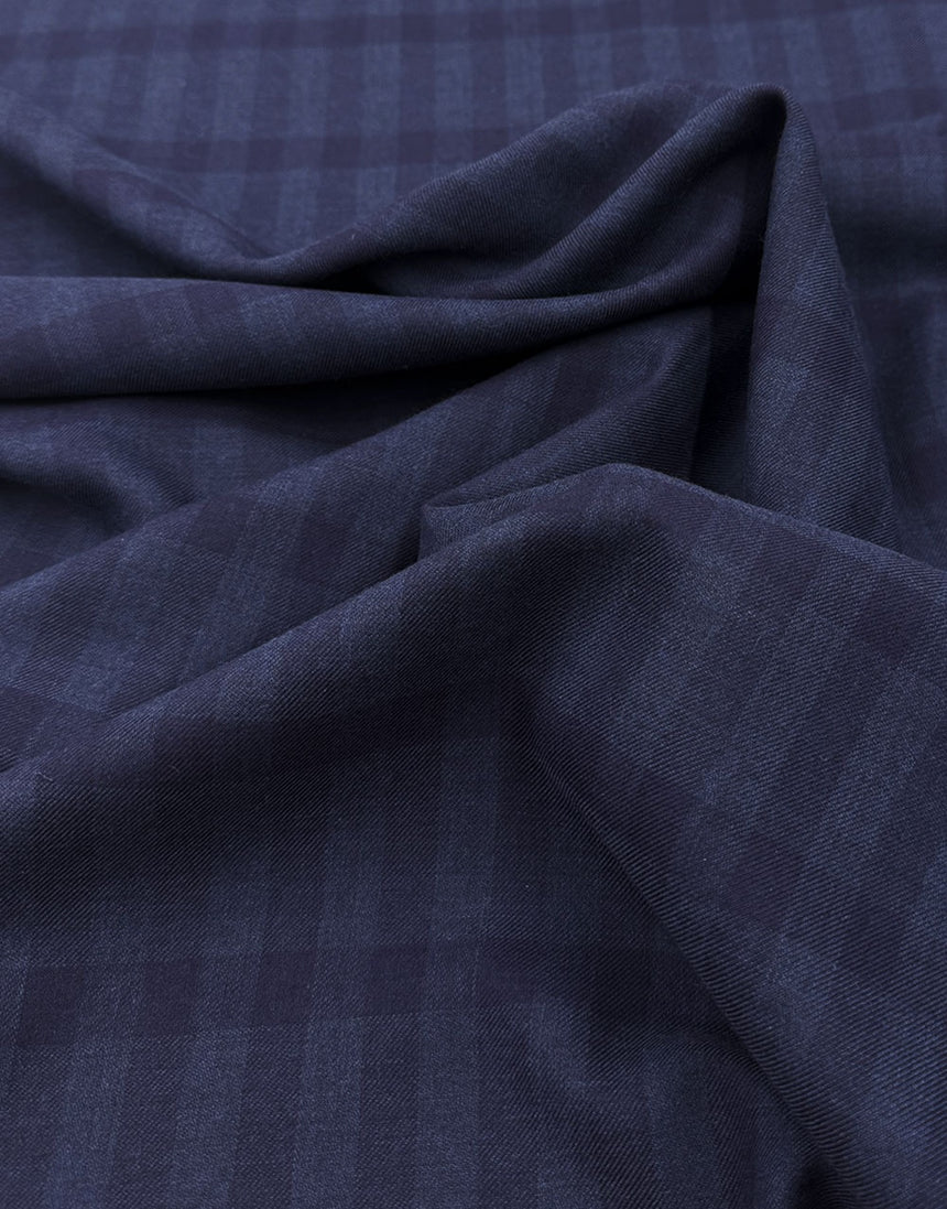 Cossato Cotton & Cashmere Check Fabric, Blue