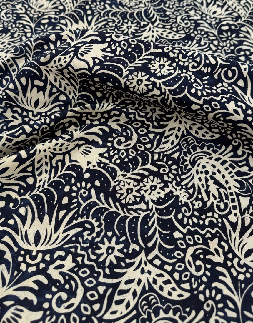 Botanical Ink Handcrafted Batik Cotton Fabric