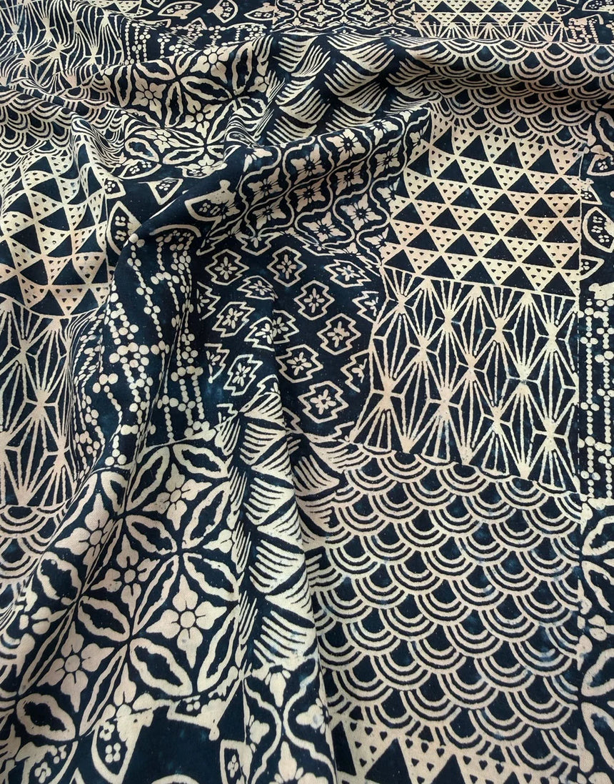 Remnant 55cm - Patchwork Ink Handcrafted Batik Cotton Fabric