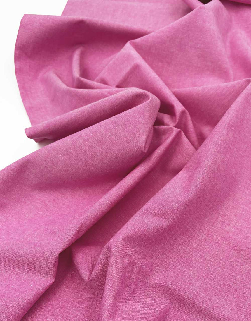 Fuchsia Pink Yarn Dyed Cotton Chambray Fabric