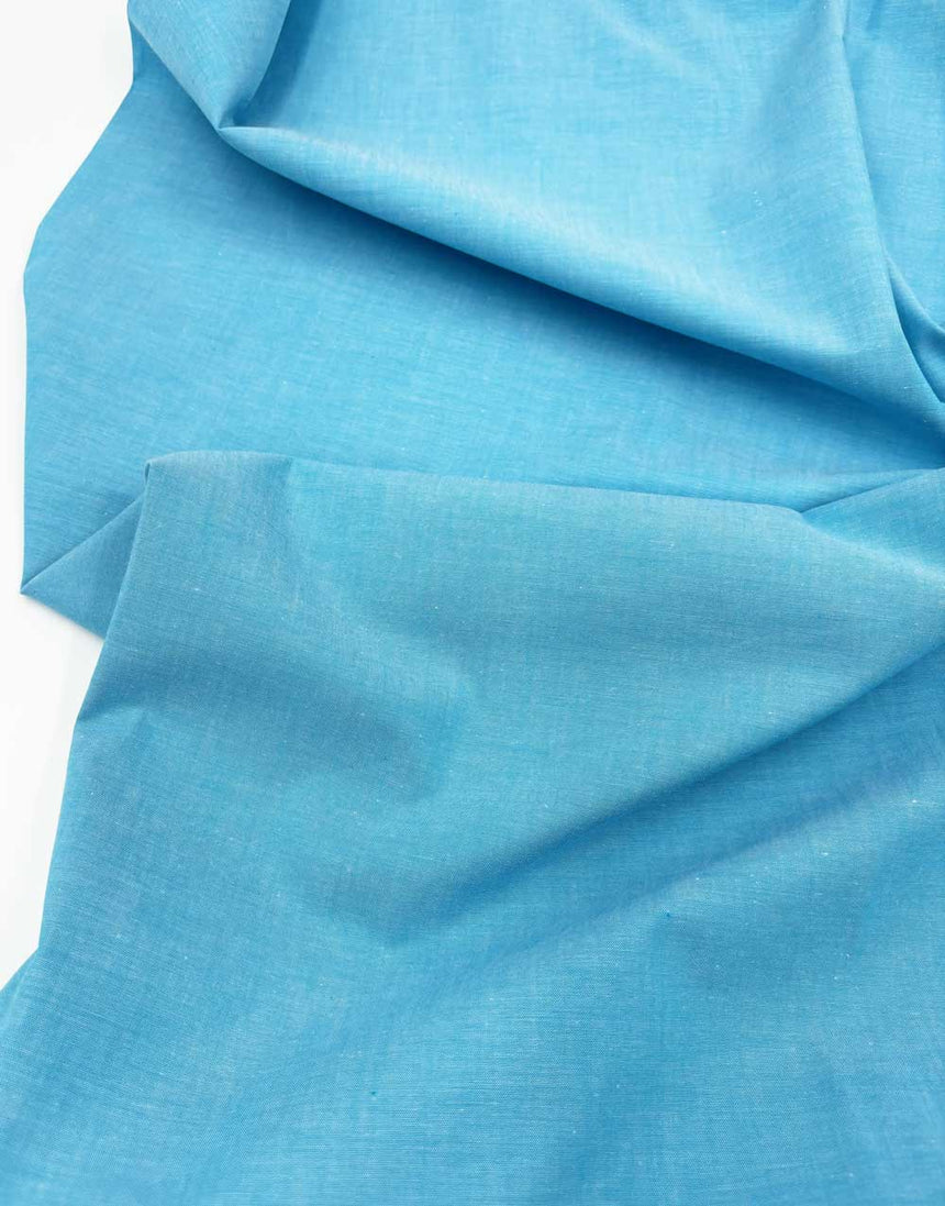 Turquoise Yarn Dyed Cotton Chambray Fabric