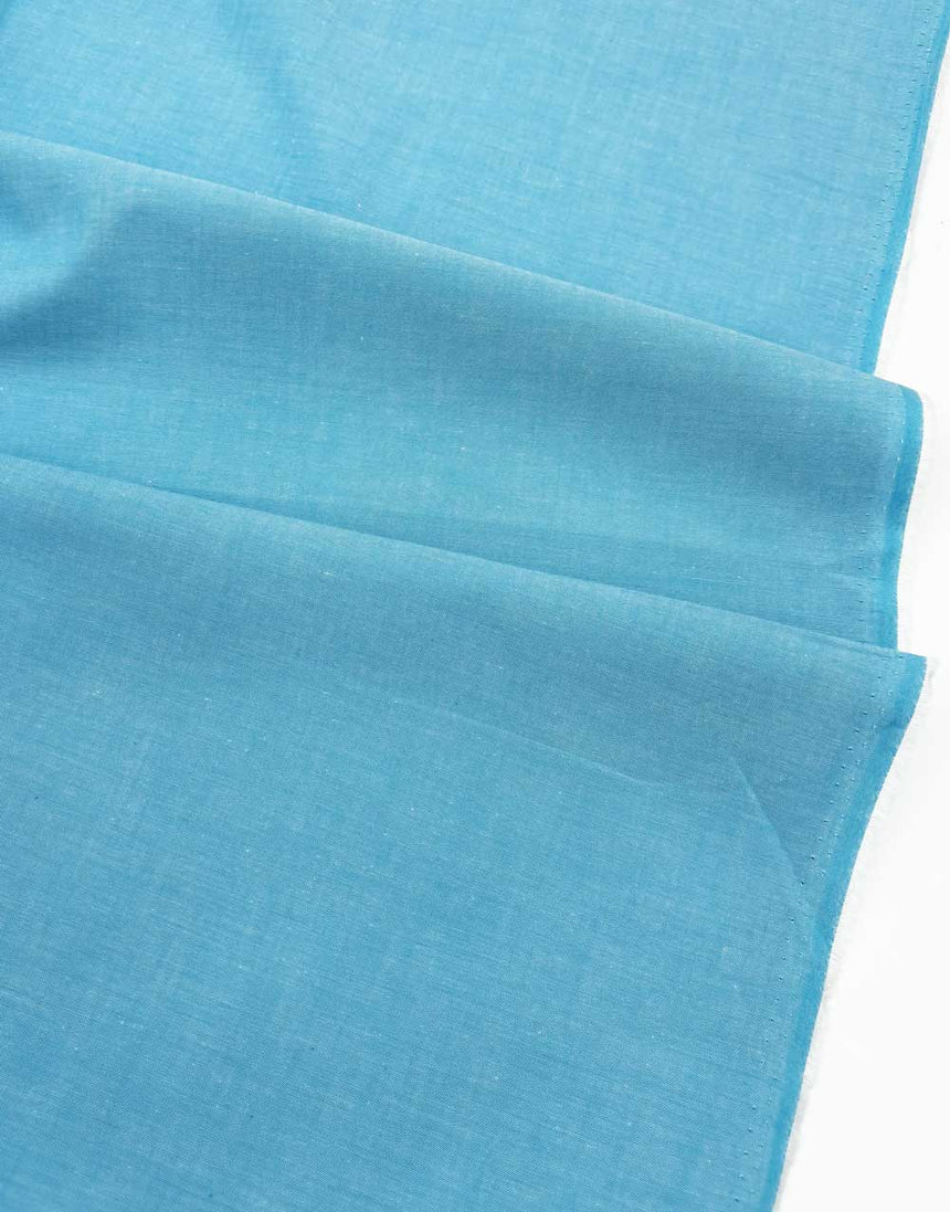 Turquoise Yarn Dyed Cotton Chambray Fabric