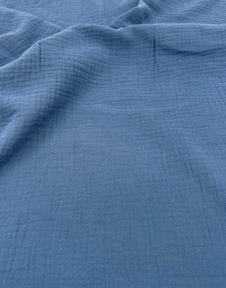French Navy Cotton Double Gauze Fabric