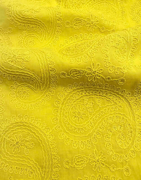 Not Specified Embroidered Cotton Yellow / Plain Yellow Ivy Paisley Embroidered Cotton Fabric 15032