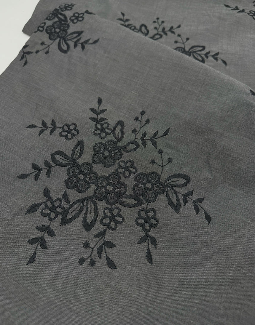 Ash Blossom Embroidered Cotton Fabric
