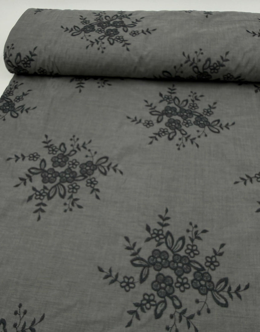 Ash Blossom Embroidered Cotton Fabric