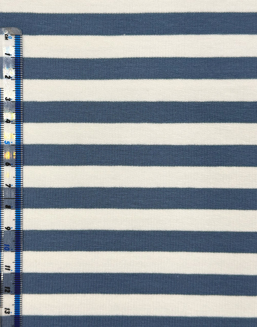 Jeans Blue Striped Yarn Dyed French Terry Fabric