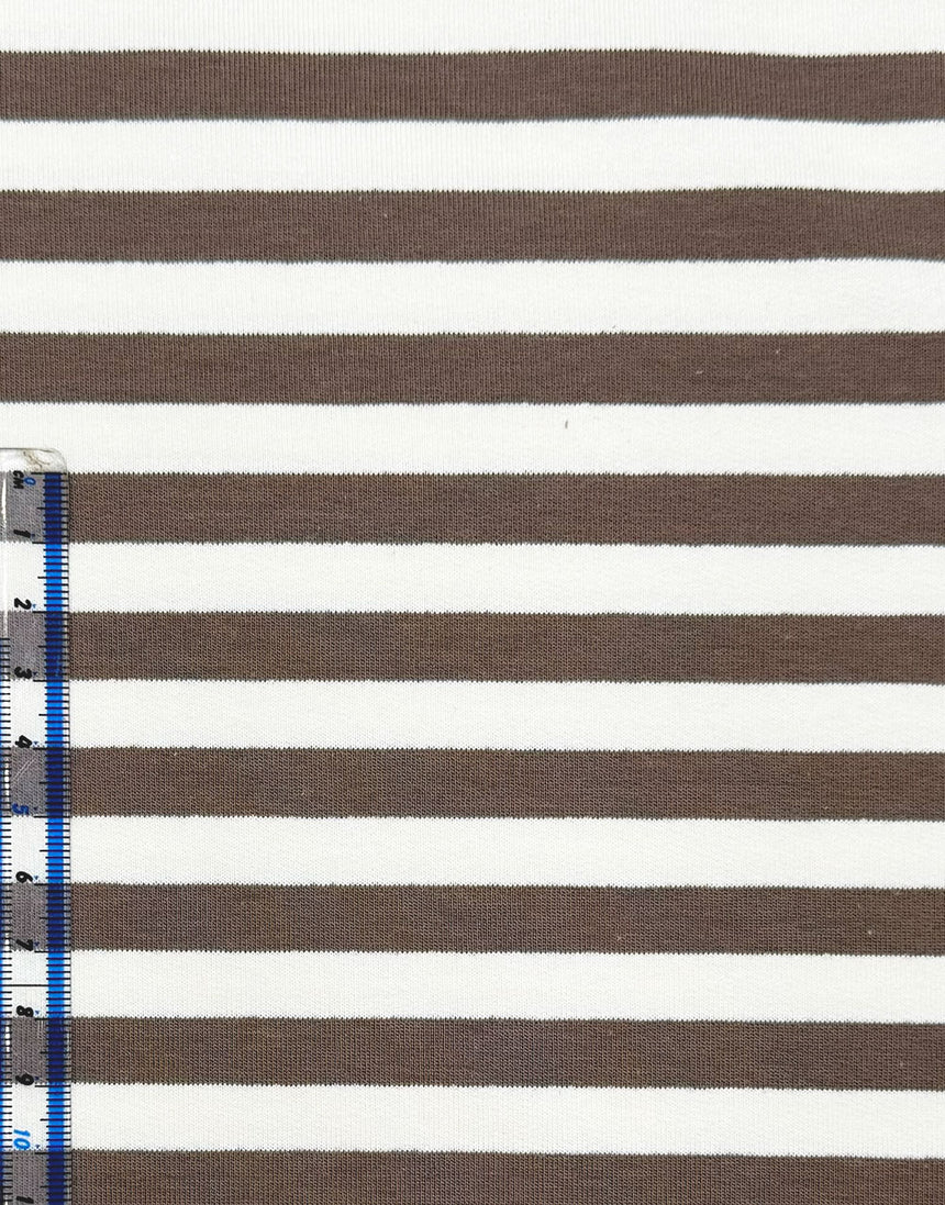 Taupe Striped Yarn Dyed French Terry Fabric