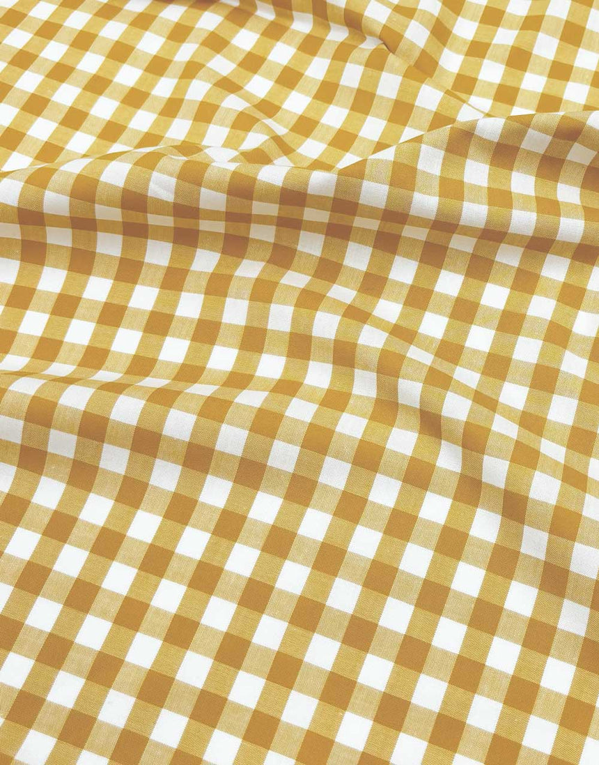 Small Ochre Gingham Cotton Fabric