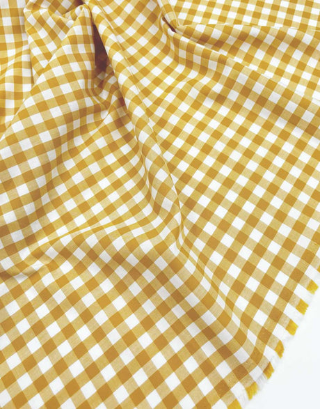 Small Ochre Gingham Cotton Fabric