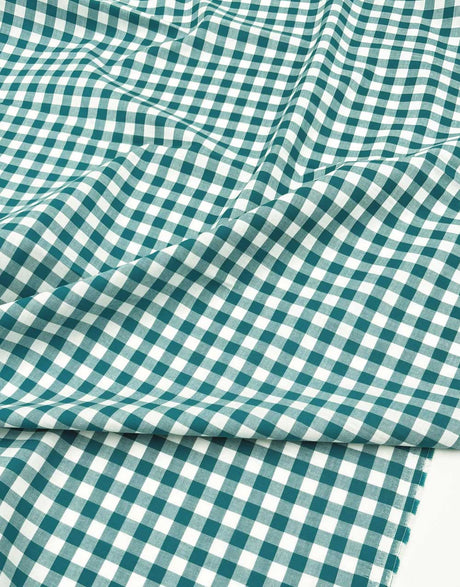 Small Teal Gingham Cotton Fabric