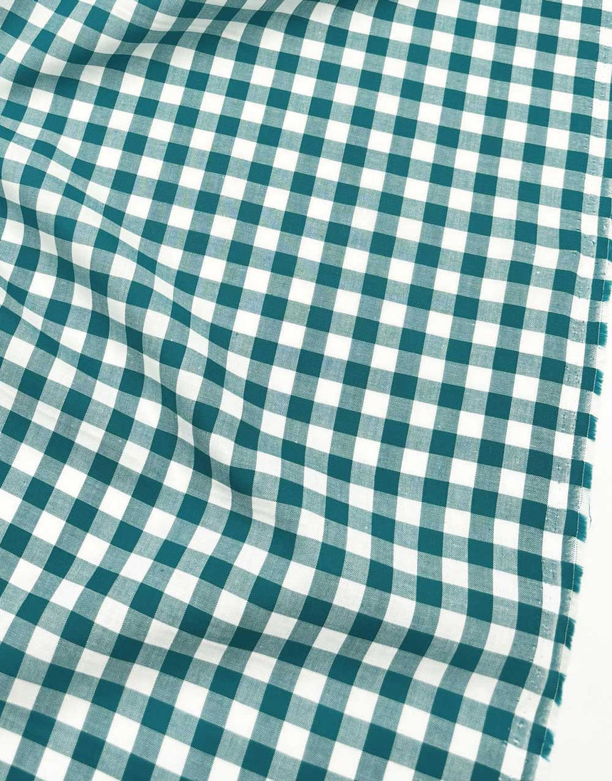 Small Teal Gingham Cotton Fabric