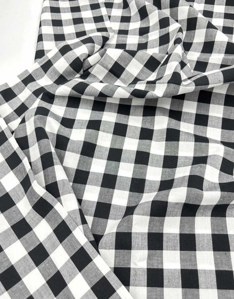 Large Black Gingham Cotton Fabric