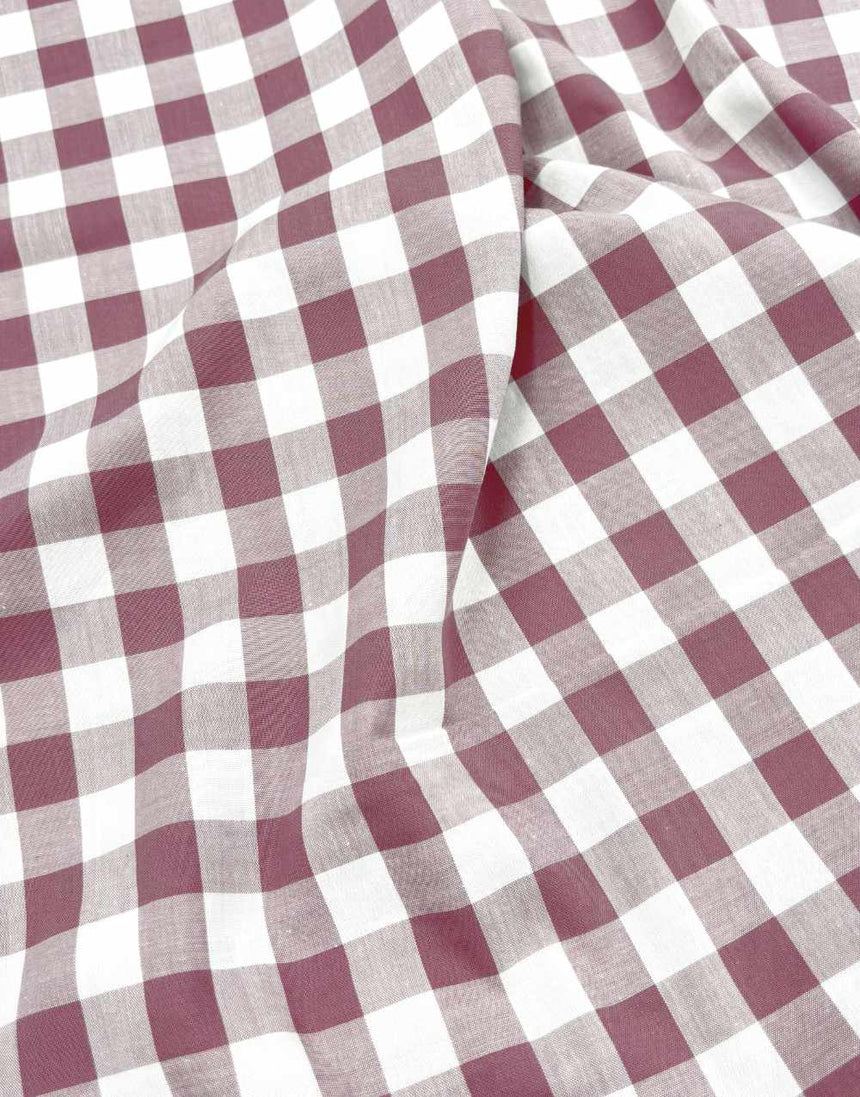 Large Mauve Gingham Cotton Fabric