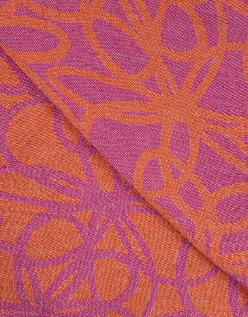 Remnant 1.7m - Sunset Flower Scribble Cotton Hammam Jacquard Reversible Fabric