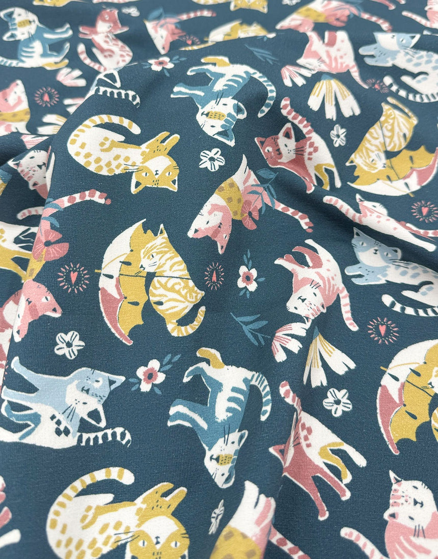 Whisker Parade Cotton Jersey Fabric