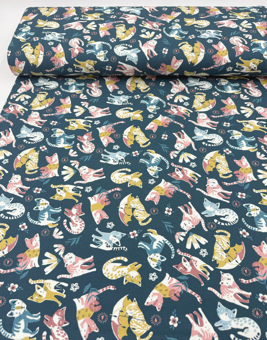 Whisker Parade Cotton Jersey Fabric