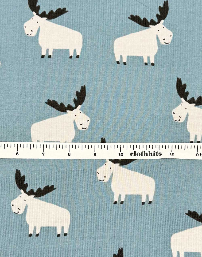 Blue Moose Cotton Jersey Fabric