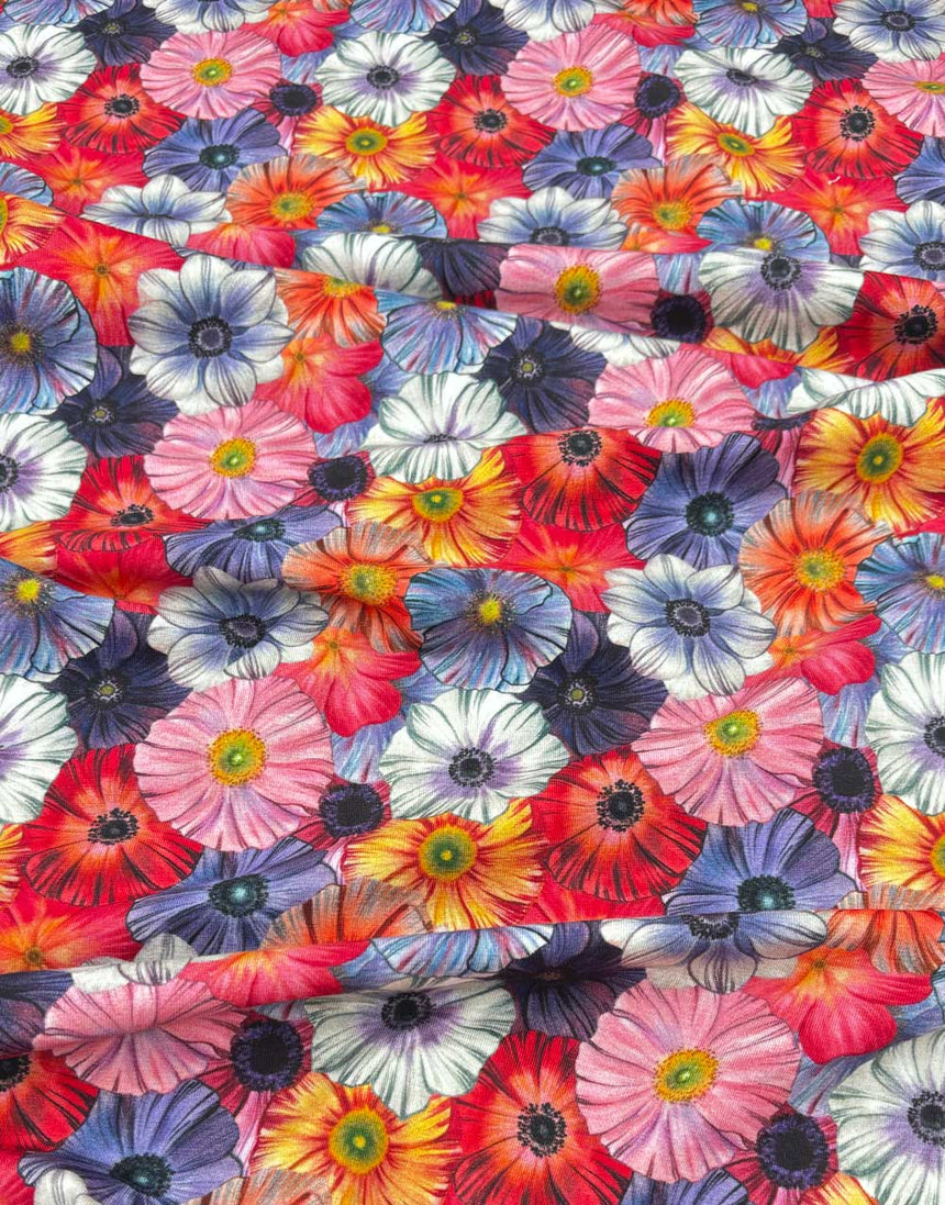 Libby Sunset Flower Cotton Jersey Fabric