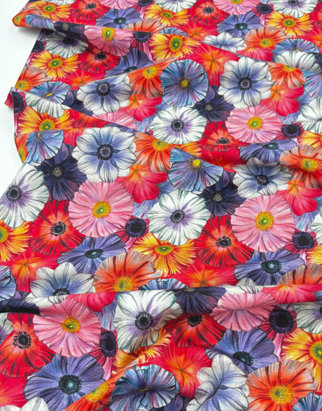 Libby Sunset Flower Cotton Jersey Fabric