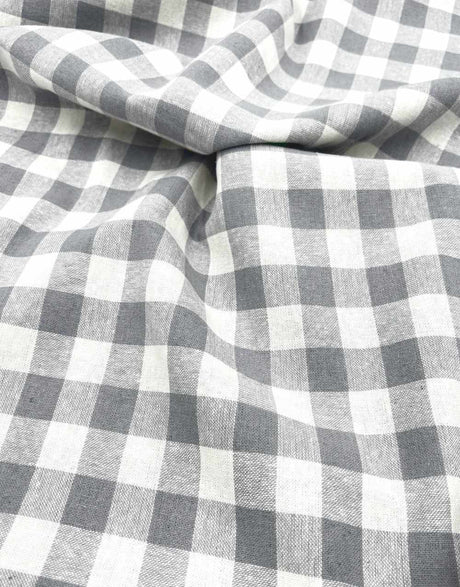 Grey Check Linen Cotton Fabric