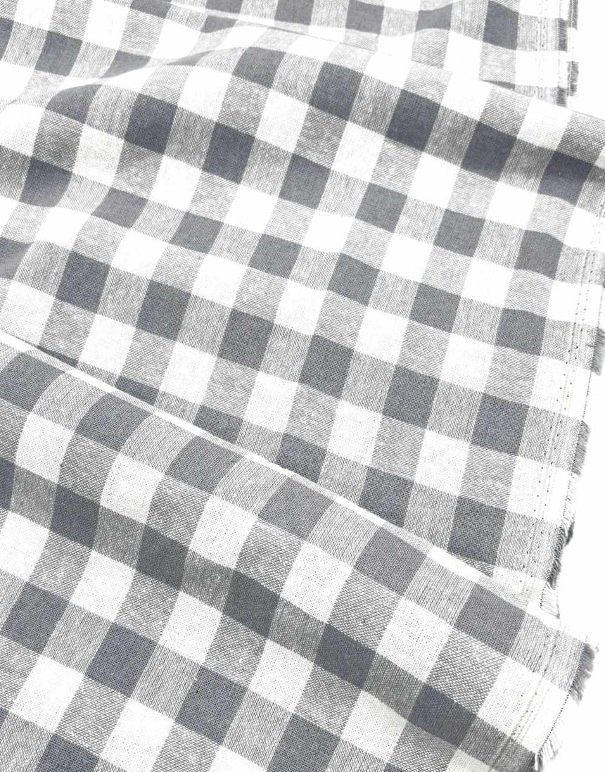 Grey Check Linen Cotton Fabric